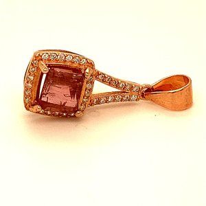 Red Tourmaline 2.10ct Rose Gold Silver Pendant